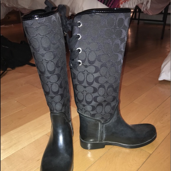 Shoes | Black Coach Rain Boots | Poshmark